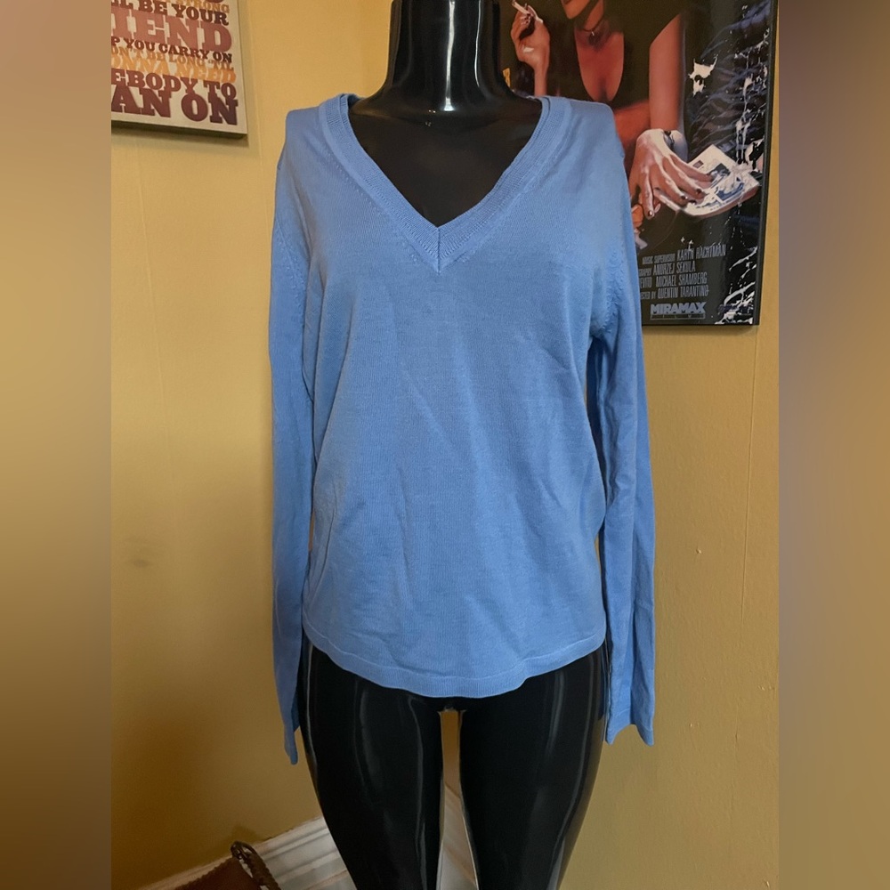Talbots Sky Blue Merino Wool Crewneck Sweater( Large )